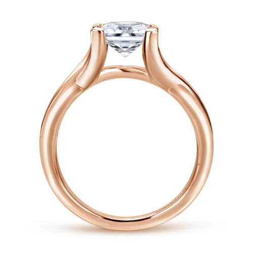 14K Rose Gold Twisted Princess Cut Diamond Engagement Ring