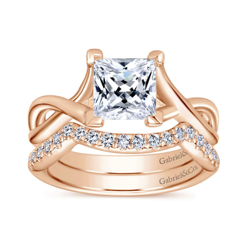 14K Rose Gold Twisted Princess Cut Diamond Engagement Ring
