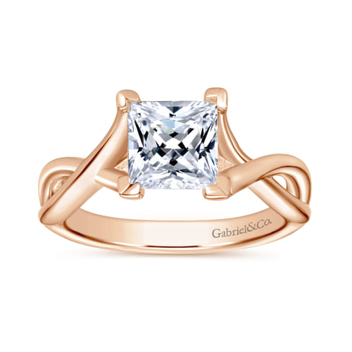 14K Rose Gold Twisted Princess Cut Diamond Engagement Ring