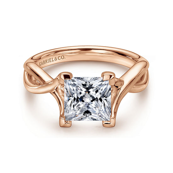 Gabriel - 14K Rose Gold Twisted Princess Cut Diamond Engagement Ring