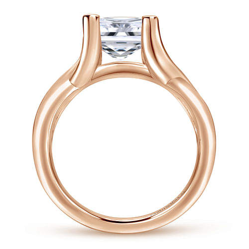 14K Rose Gold Twisted Princess Cut Diamond Engagement Ring