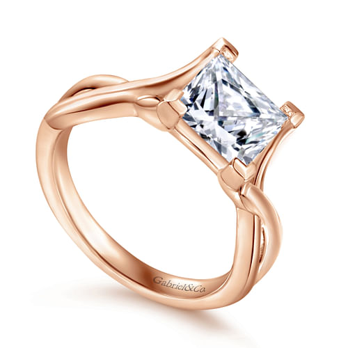 14K Rose Gold Twisted Princess Cut Diamond Engagement Ring