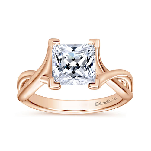 14K Rose Gold Twisted Princess Cut Diamond Engagement Ring