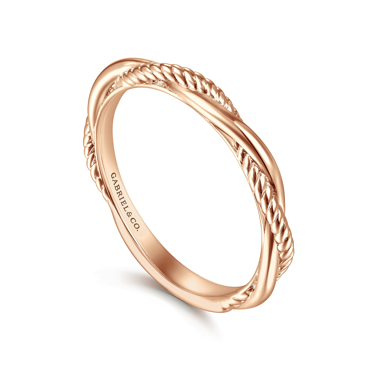 14K Rose Gold Twisted Rope Intertwining Ring