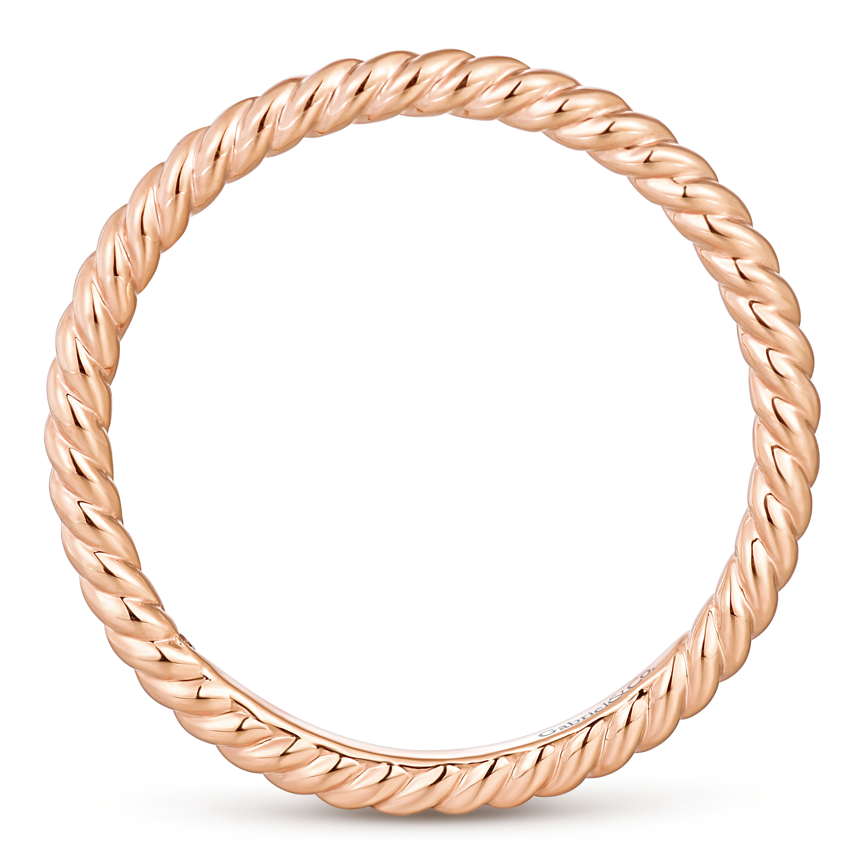 14K Rose Gold Twisted Rope Stackable Ring