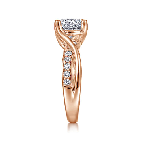 14K Rose Gold Twisted Round Diamond Engagement Ring