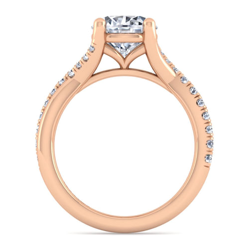 14K Rose Gold Twisted Round Diamond Engagement Ring