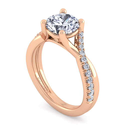 14K Rose Gold Twisted Round Diamond Engagement Ring