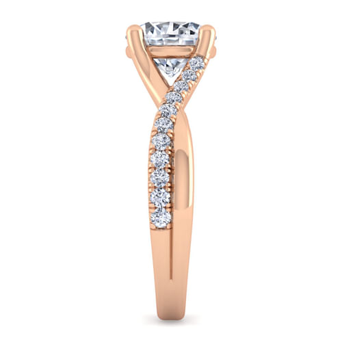 14K Rose Gold Twisted Round Diamond Engagement Ring