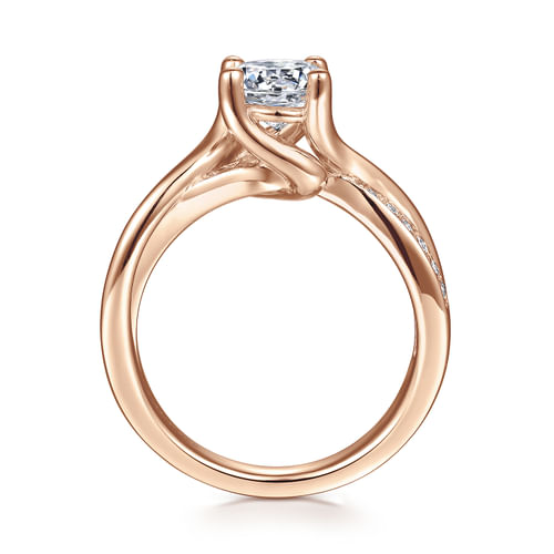 14K Rose Gold Twisted Round Diamond Engagement Ring