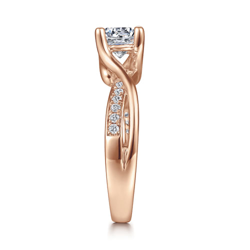 14K Rose Gold Twisted Round Diamond Engagement Ring