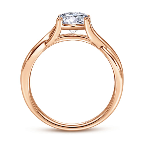 14K Rose Gold Twisted Round Diamond Engagement Ring