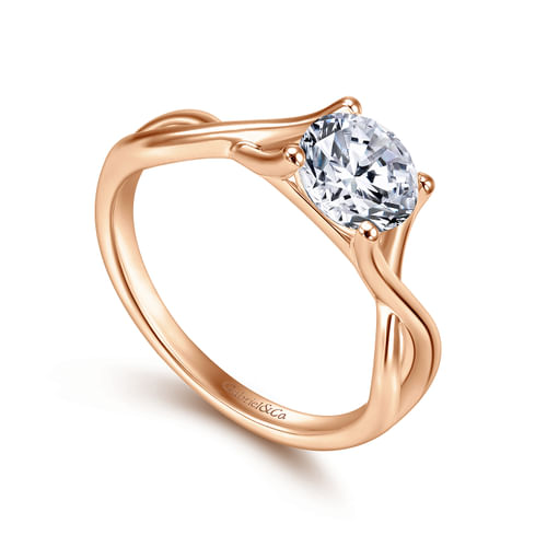 14K Rose Gold Twisted Round Diamond Engagement Ring
