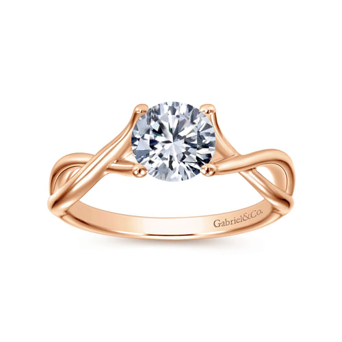 14K Rose Gold Twisted Round Diamond Engagement Ring