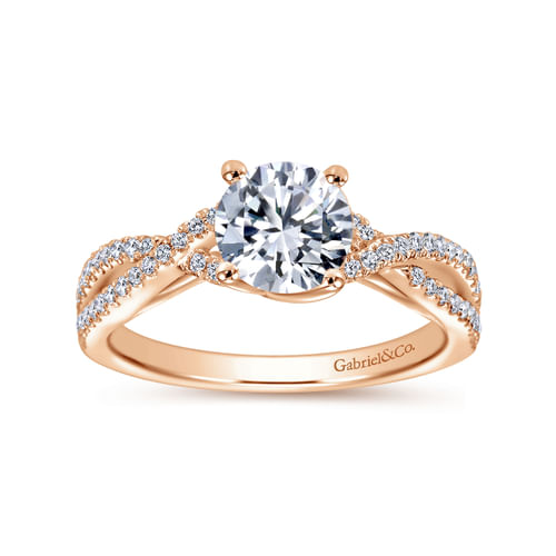 14K Rose Gold Twisted Round Diamond Engagement Ring