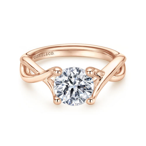 14K Rose Gold Twisted Round Diamond Engagement Ring