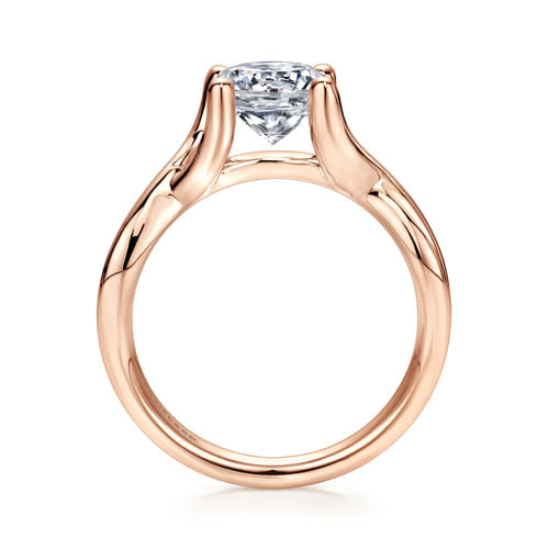 14K Rose Gold Twisted Round Diamond Engagement Ring