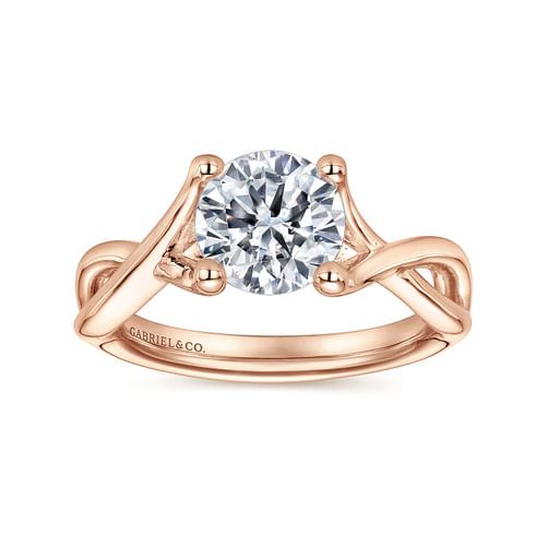 14K Rose Gold Twisted Round Diamond Engagement Ring