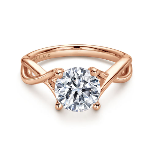 14K Rose Gold Twisted Round Diamond Engagement Ring
