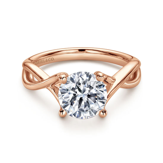 Gabriel - 14K Rose Gold Twisted Round Diamond Engagement Ring