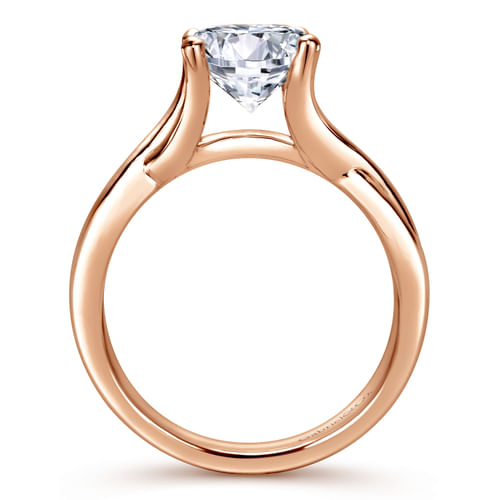 14K Rose Gold Twisted Round Diamond Engagement Ring