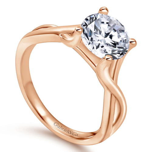 14K Rose Gold Twisted Round Diamond Engagement Ring