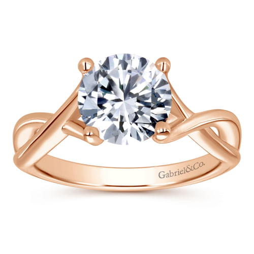 14K Rose Gold Twisted Round Diamond Engagement Ring