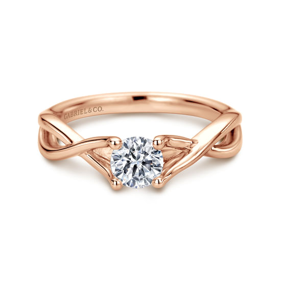 Gabriel - 14K Rose Gold Twisted Round Diamond Engagement Ring