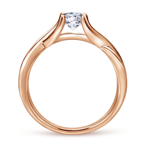 14K Rose Gold Twisted Round Diamond Engagement Ring