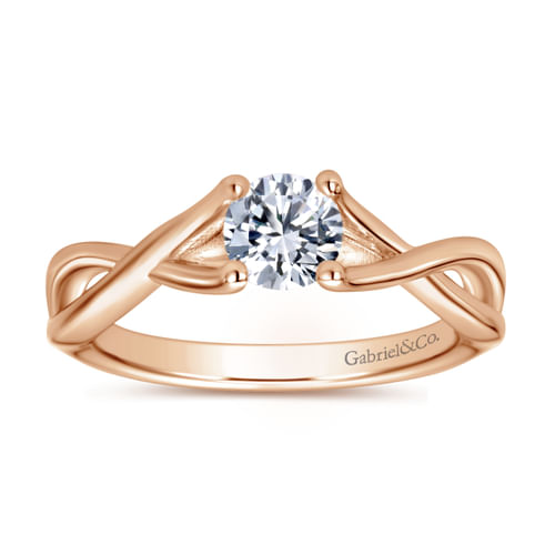 14K Rose Gold Twisted Round Diamond Engagement Ring