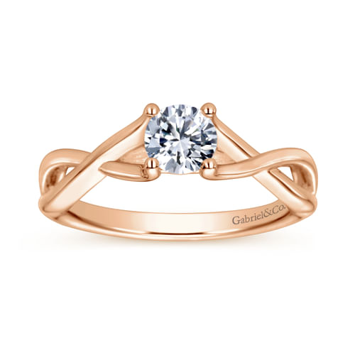 14K Rose Gold Twisted Round Diamond Engagement Ring