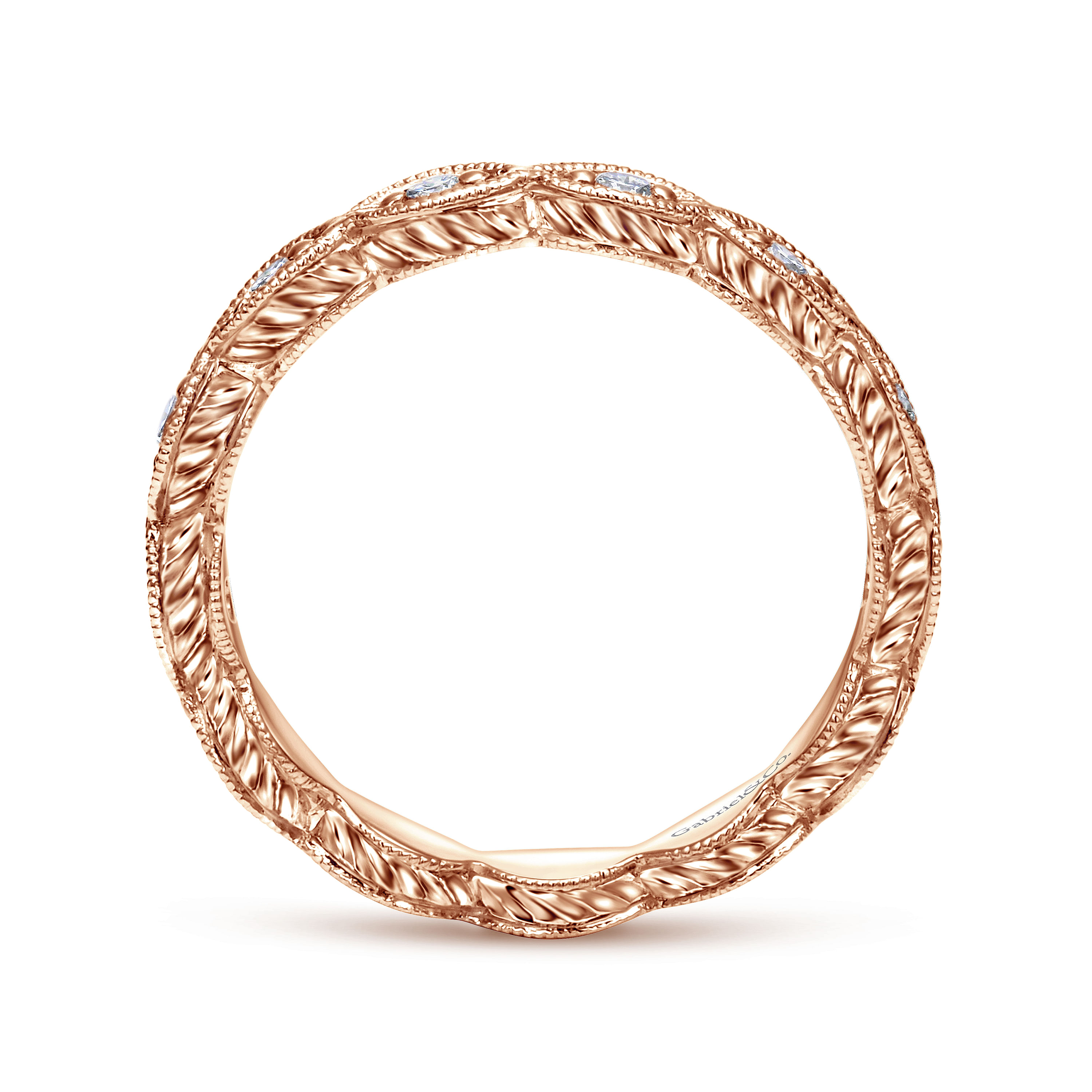 14K Rose Gold Vintage Inspired Ladies Midi Ring