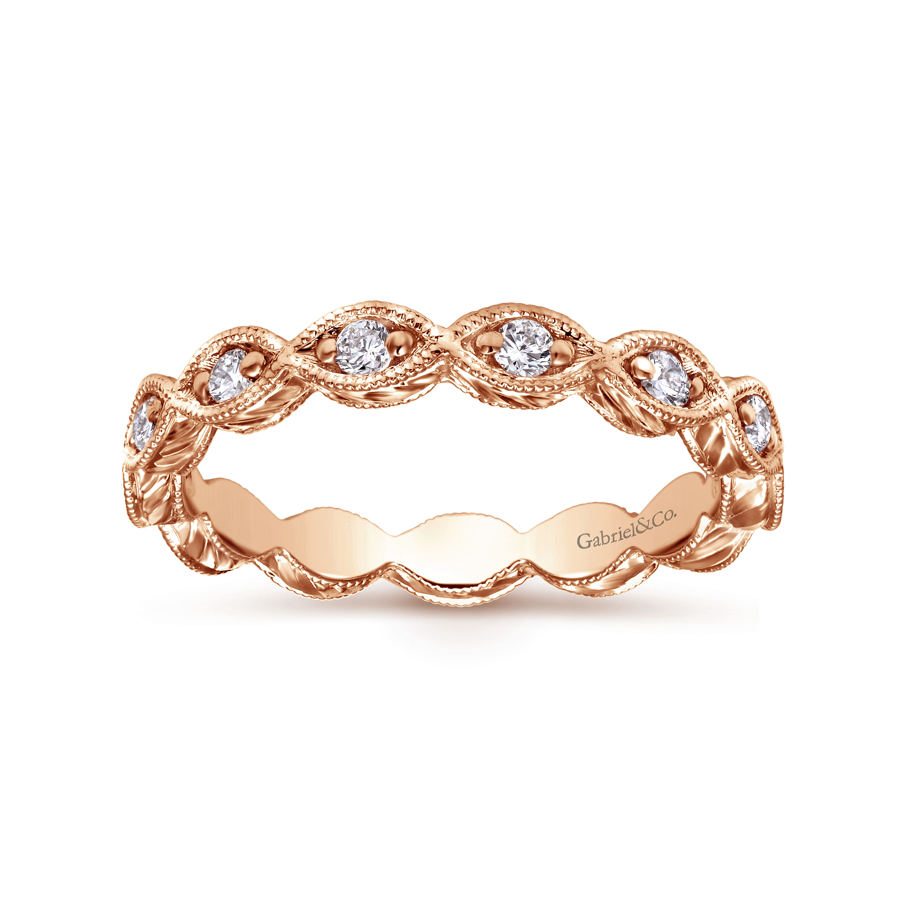 14K Rose Gold Vintage Inspired Ladies Midi Ring