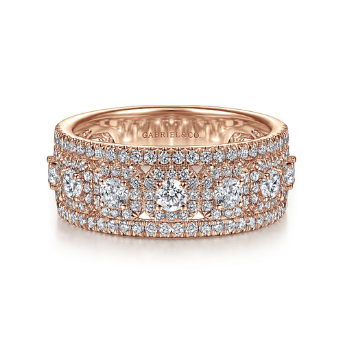 14K Rose Gold Wide Diamond Anniversary Band