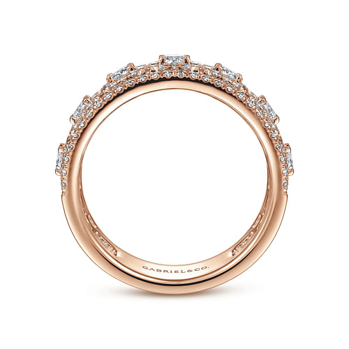 14K Rose Gold Wide Diamond Anniversary Band