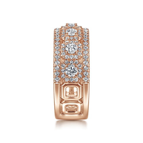 14K Rose Gold Wide Diamond Anniversary Band