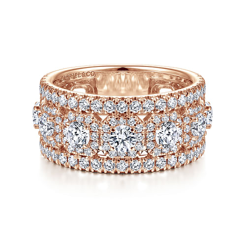 14K Rose Gold Wide Diamond Anniversary Band