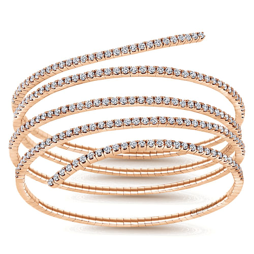 14K Rose Gold Wraparound Diamond Bangle