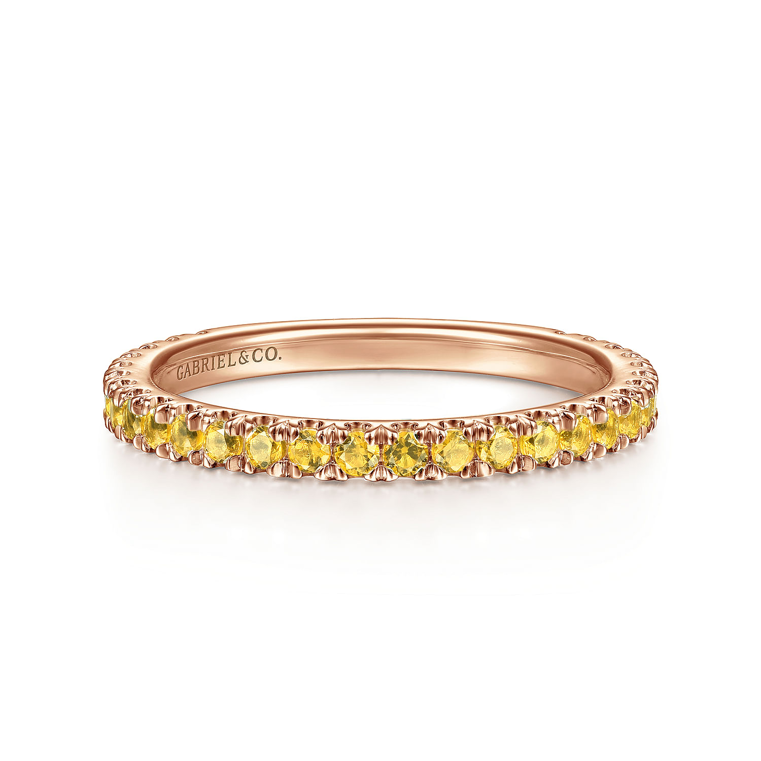 14K Rose Gold Yellow Sapphire Stackable Ring