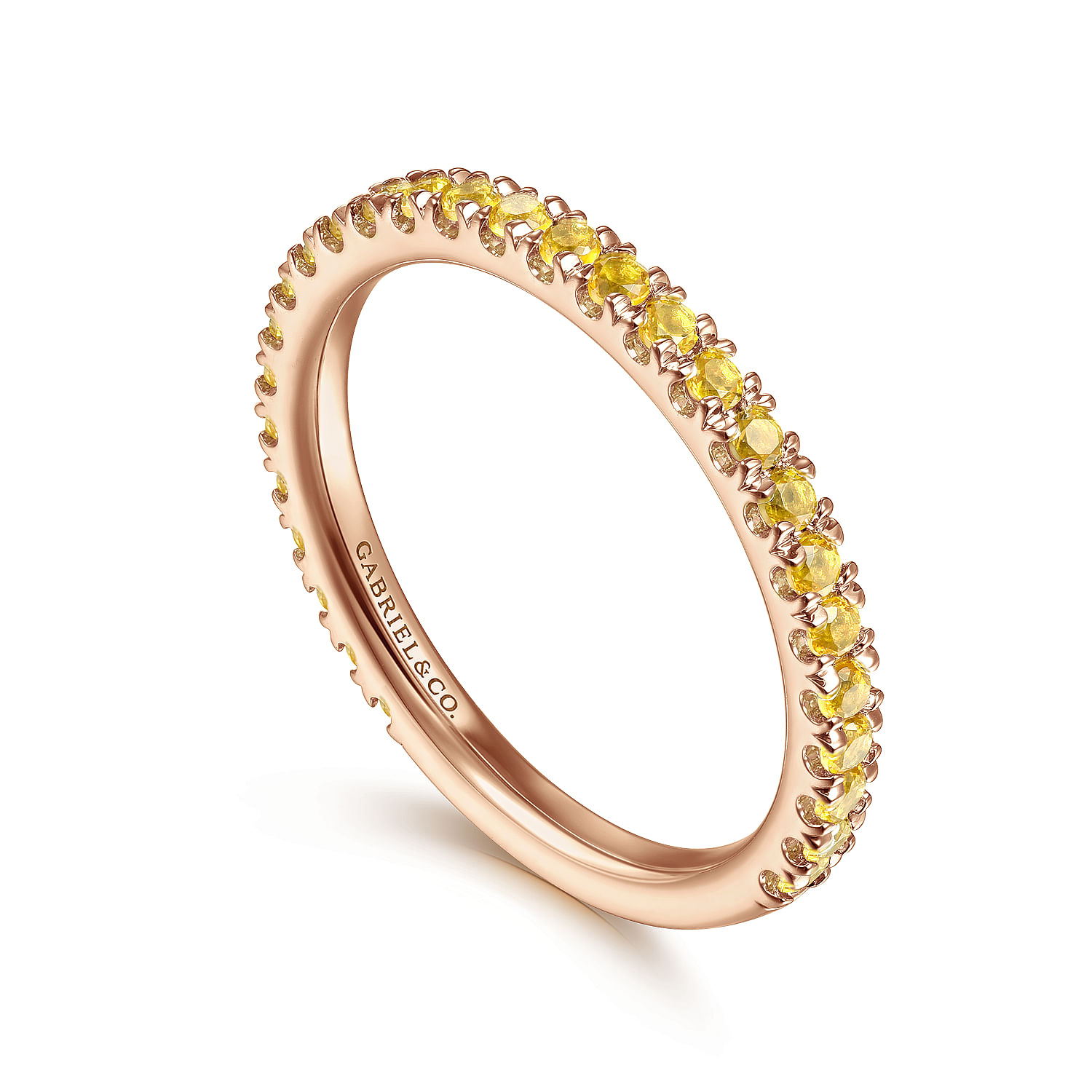 14K Rose Gold Yellow Sapphire Stackable Ring