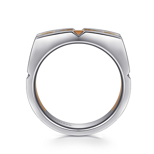 14K Rose-White Gold Angular Ring in Satin Finish