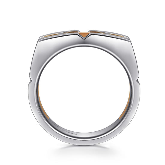 14K Rose-White Gold Angular Ring in Satin Finish angle 2