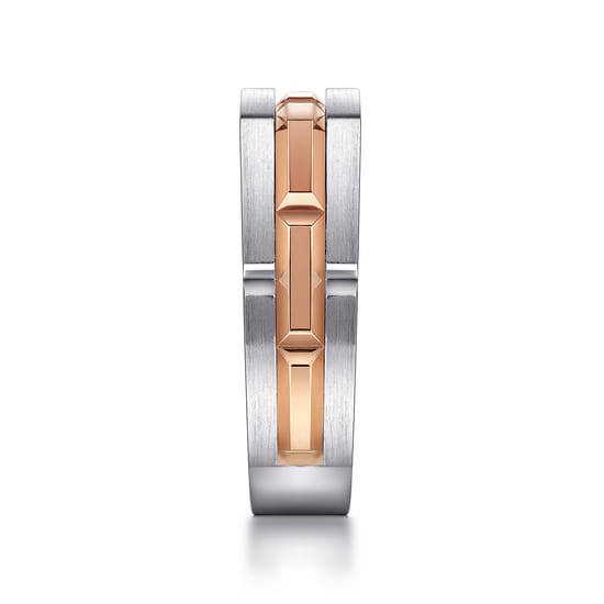 14K Rose-White Gold Angular Ring in Satin Finish angle 4