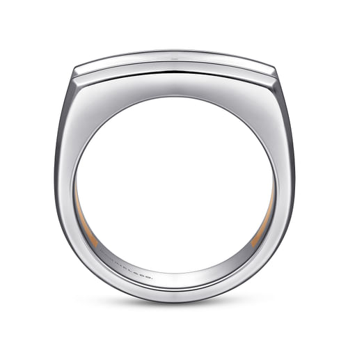 14K Rose-White Gold Faceted Ring in High Polished Finish