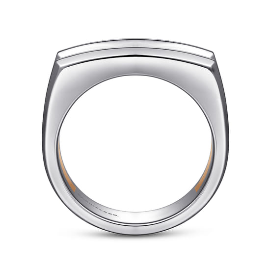 14K Rose-White Gold Faceted Ring in High Polished Finish angle 2