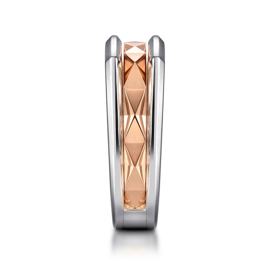 14K Rose-White Gold Faceted Ring in High Polished Finish angle 4
