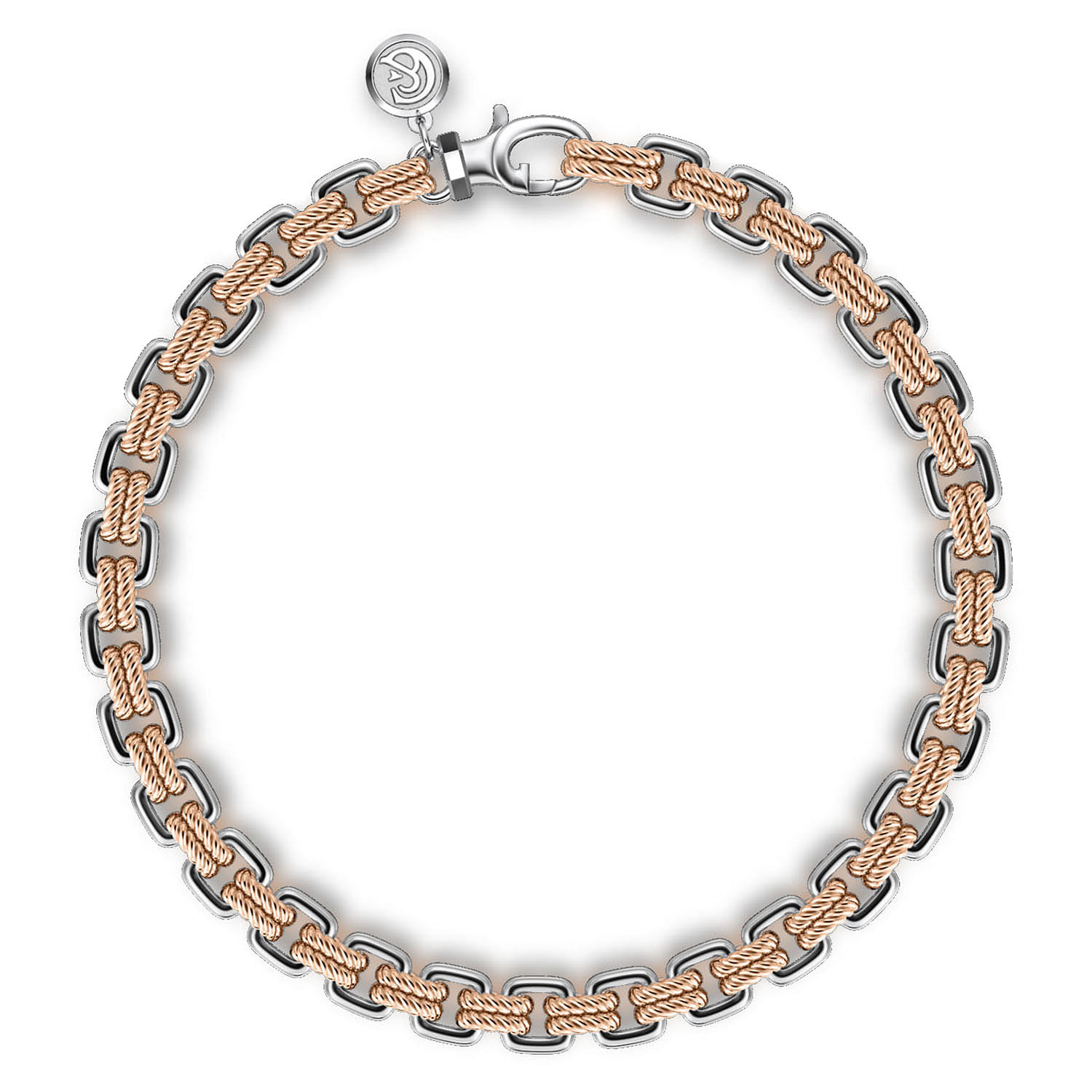 14K Rose-White Gold Two Tone Chain Bracelet