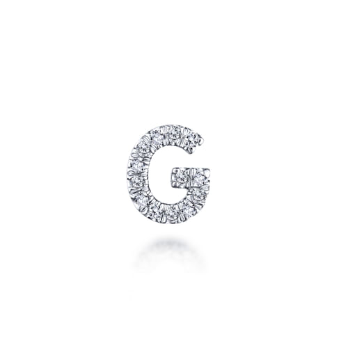 14K White  Gold Diamond G Pendant