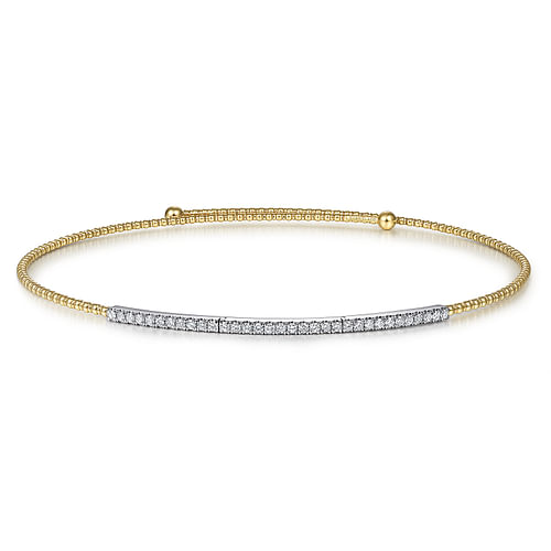 14K White & Yellow  Gold Pavé Diamond Bujukan Beaded Choker Necklace