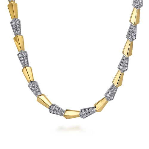 14K White & Yellow Diamond  Necklace